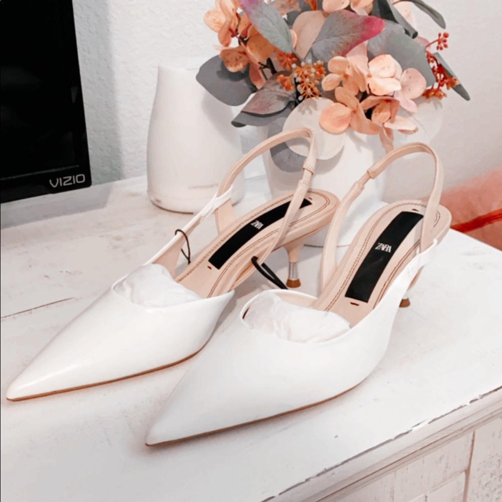 White Zara heels